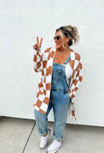 Load image into Gallery viewer, Lola Checkered Cardigan - Camel
