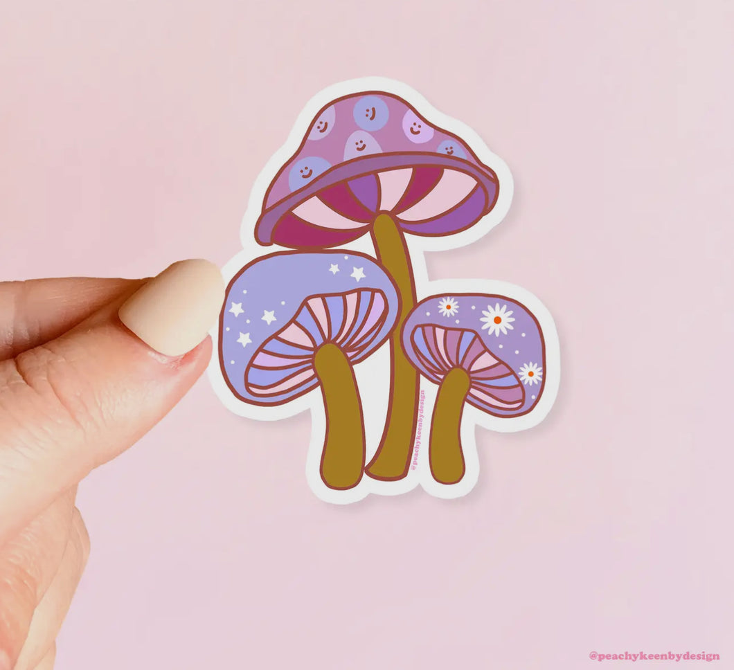 Retro Mushroom Sticker - Purple