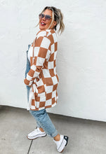 Load image into Gallery viewer, Lola Checkered Cardigan - Camel
