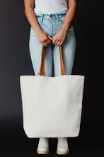 Load image into Gallery viewer, Cream and Tan Woven Tote
